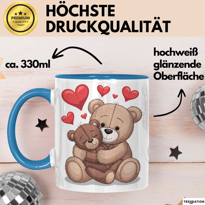 Teddybär Tierliebhaber Tasse Geschenk Lustige Geschenkidee Spruch Romantisches Herz Blau Trendation