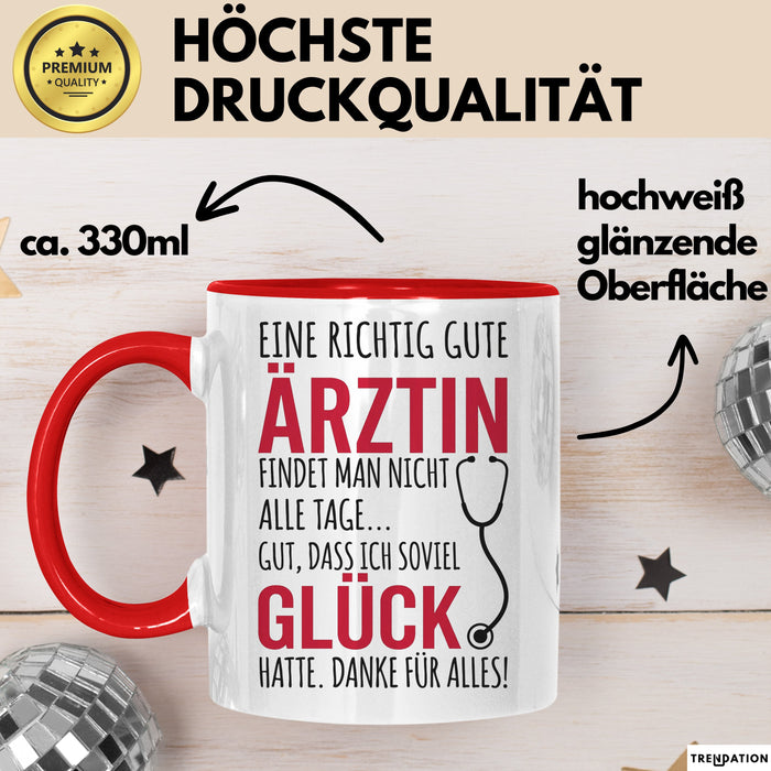 Aerztin Tasse Geschenk Eine Richtig Gute Aerztin Danke Geschenkidee Beruf Rot Trendation