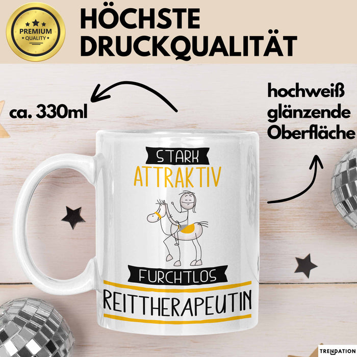 Reittherapeutin Tasse Geschenk Becher Stark Attraktiv Furchtlos Reittherapeutin Lustige Geschenkidee Weiß Trendation