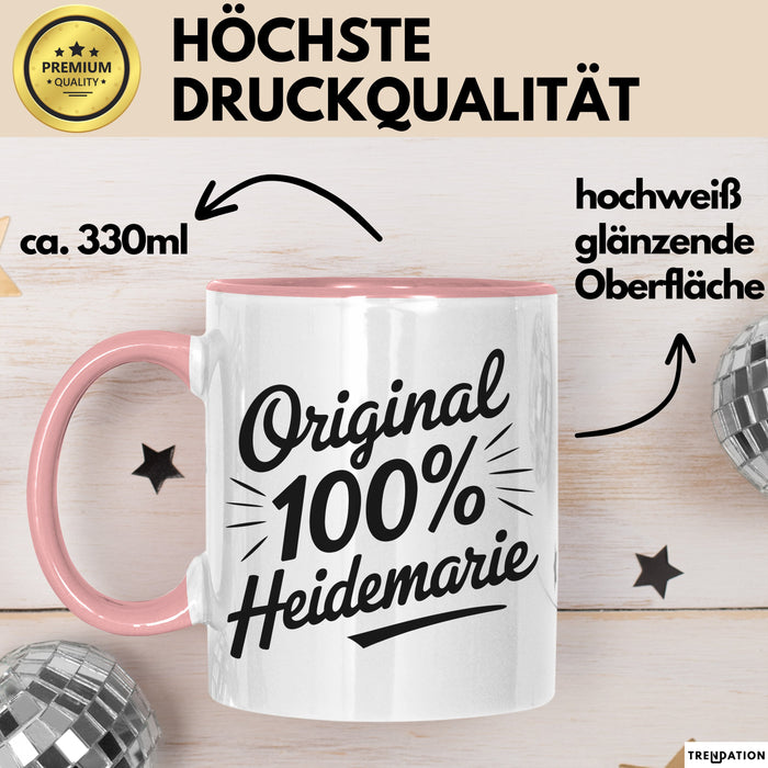 Heidemarie Tasse Geschenk Original 100% Heidemarie Geschenkidee Geburtstag Rosa Trendation