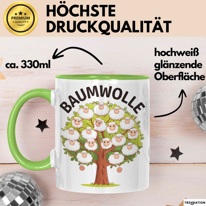Schaf Tier Tasse Geschenk Baumwolle Geschenkidee Bauernhof Geschenkidee Lustig Grün Trendation