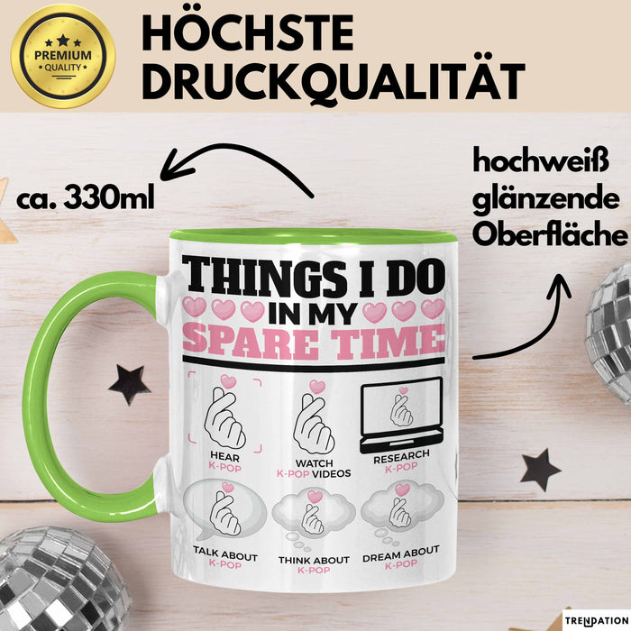 KPop Tasse Geschenk Spare Time Finger Heart Grafik Geschenkidee Grün Trendation