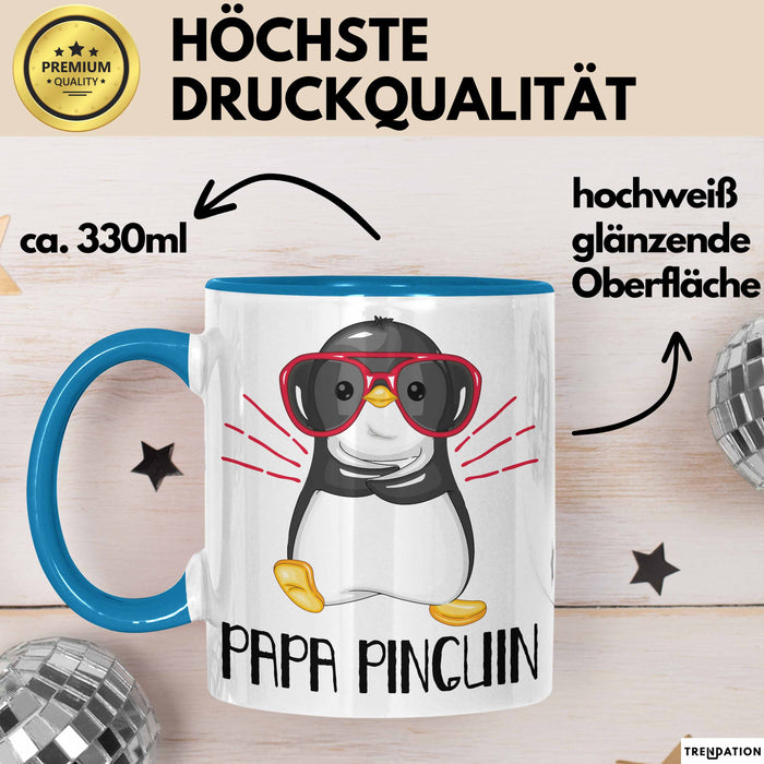 Papa Pinguin Tasse Geschenk Pinguin Liebhaber Vatertag Blau Trendation