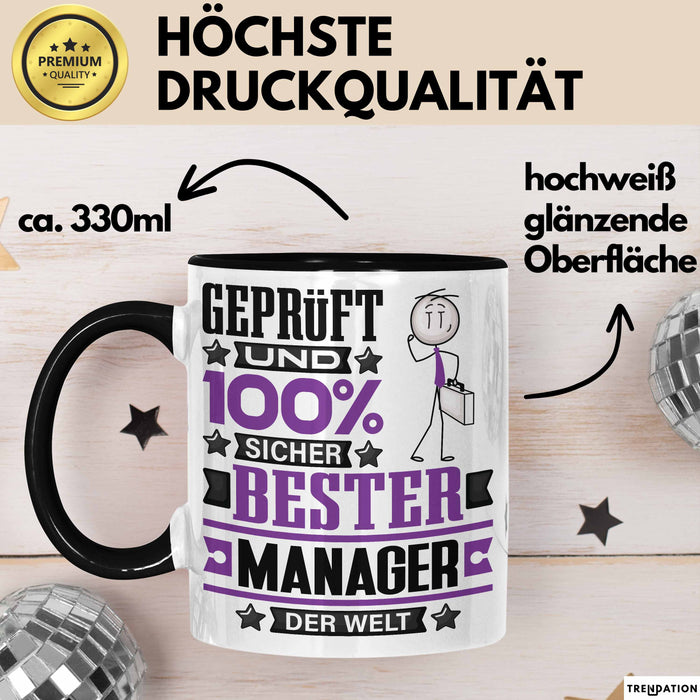 Manager Geschenk Lustiger Spruch für Manager Geschenkidee Bester Manager Der Welt Schwarz Trendation