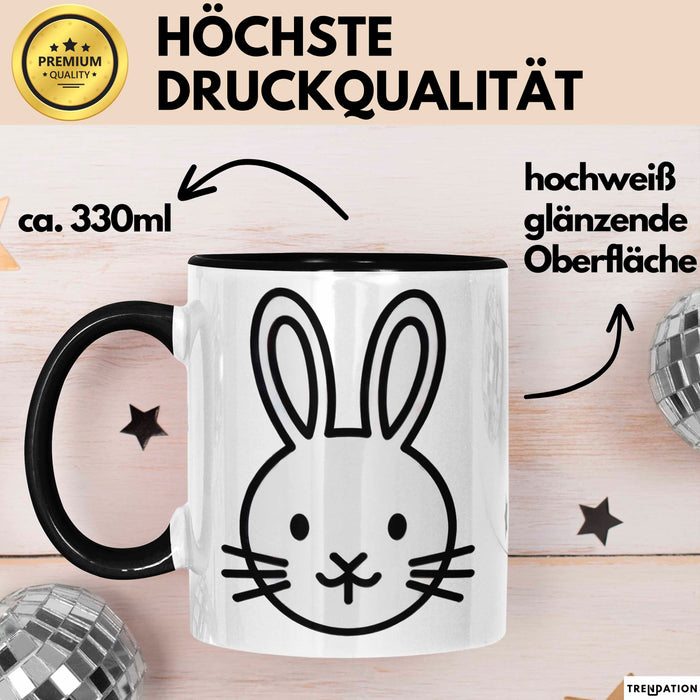 Kaninchen Hase Tierliebhaber Tasse Geschenk Lustige Geschenkidee Spruch Schwarz Trendation