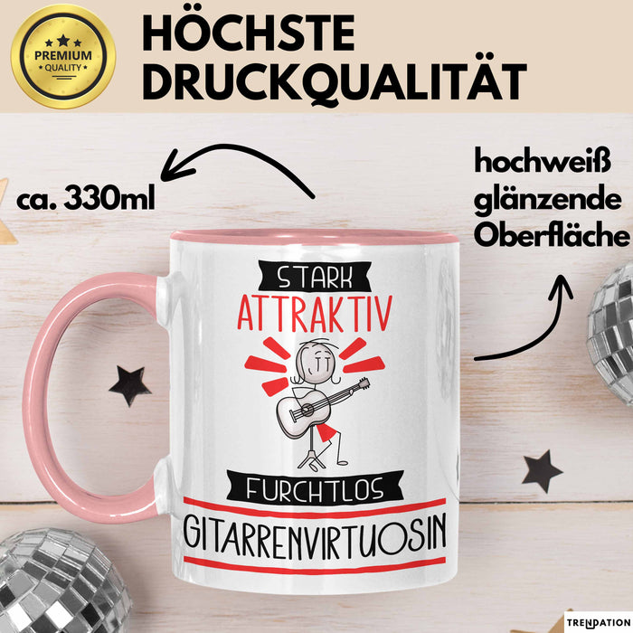 Gitarrenvirtuosin Tasse Geschenk Becher Stark Attraktiv Furchtlos Gitarrenvirtuosin Lustige Geschenkidee Rosa Trendation