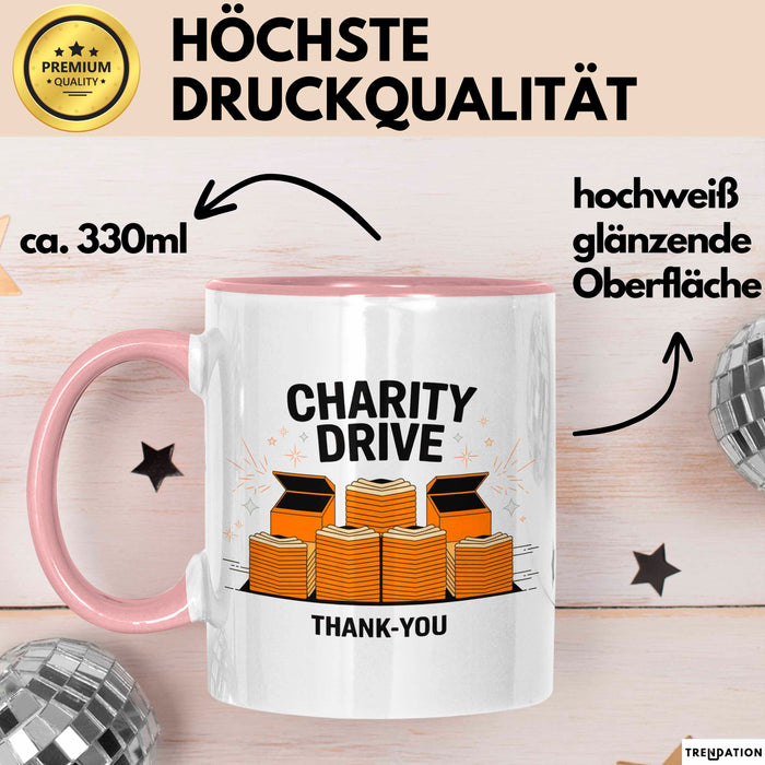 Wohltätigkeits Organisator Tasse Geschenk Lustige Geschenkidee Spruch Für Gebende Herzen Rosa Trendation