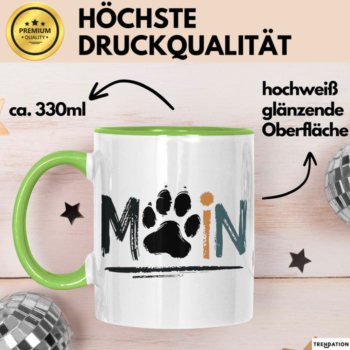 Hund Tierliebhaber Tasse Geschenk Lustige Geschenkidee Spruch Moin Grün Trendation