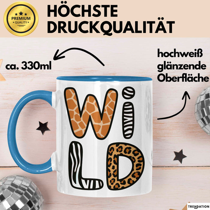 Wilde Tiere Tasse Geschenk Lustige Geschenkidee Spruch Wild Blau Trendation