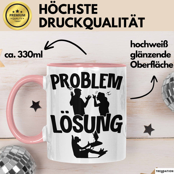 VR Gamer Tasse Geschenk für Gamer Zocker Männer Geschenkidee Problem und Lösung Zocken Rosa Trendation