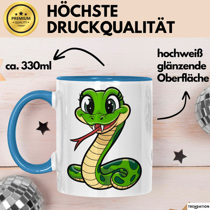 Reptil Schlange Tier Tasse Geschenk Lustige Geschenkidee Spruch Blau Trendation
