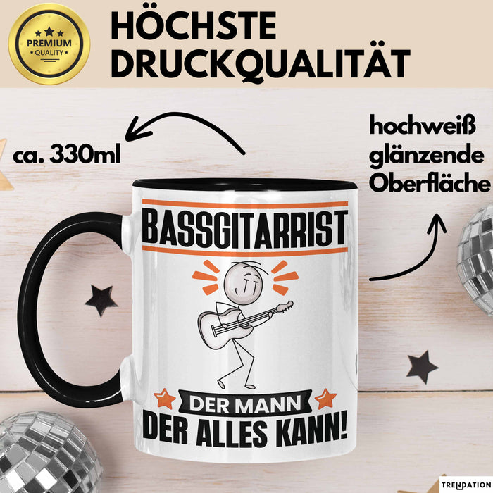Bassgitarrist Tasse Geschenk für Bassgitarrist Der Mann Der Alles Kann Geschenkidee zum Geburtstag Schwarz Trendation