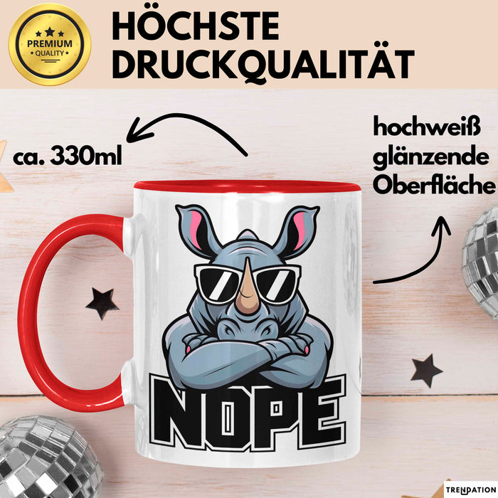 Nashorn Tasse Geschenk Lustige Geschenkidee Spruch Nö Rot Trendation