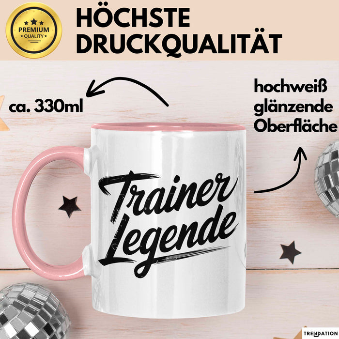 Fußballtrainer Fußballteam Tasse Geschenk Lustige Geschenkidee Spruch Trainer Legende Rosa Trendation