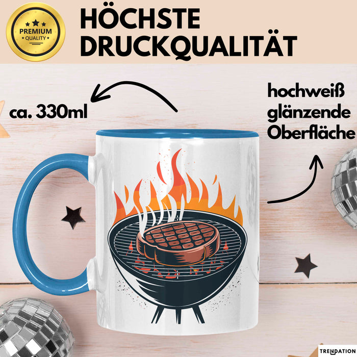 BBQ Fan Tasse Geschenkidee für Grill Enthusiasten Blau Trendation