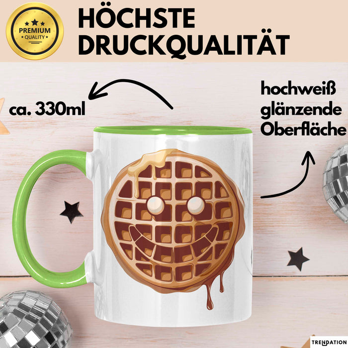 Waffel Liebhaber Tasse Geschenkidee für Sirup Fan Frühstück Grün Trendation