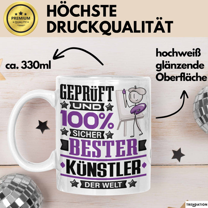 Künstler Geschenk Lustiger Spruch für Künstler Geschenkidee Bester Künstler Der Welt Weiß Trendation