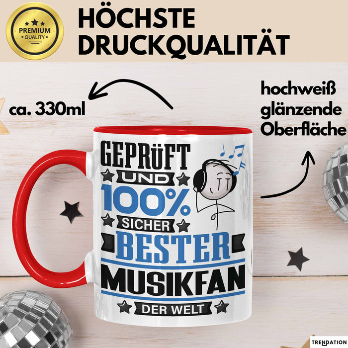 Musikfan Geschenk Lustiger Spruch für Musikfan Geschenkidee Bester Musikfan Der Welt Rot Trendation
