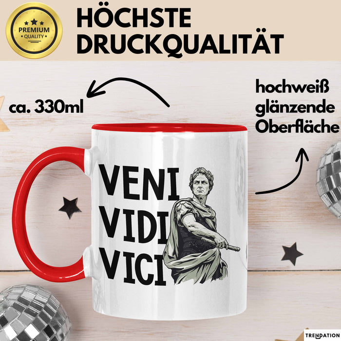 Lateinlehrer Unterricht Tasse Geschenk Lustige Geschenkidee Spruch Veni Vidi Vici Rot Trendation