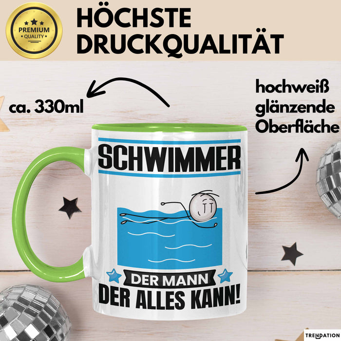 Schwimmer Tasse Geschenk für Schwimmer Der Mann Der Alles Kann Geschenkidee zum Geburtstag Grün Trendation