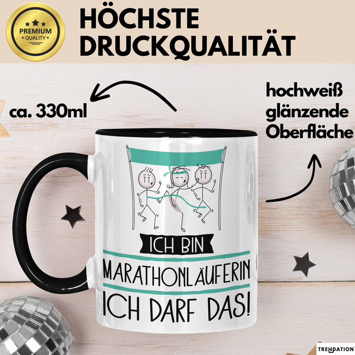 Geschenk für Marathonläuferin Tasse Lustige Geschenkidee Geburtstag Ich Bin Marathonläuferin Ich Darf Das Trendation