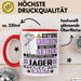 Jäger Geschenk Tasse Lustiger Spruch Erheben Sie Sich Der Jäger Betritt den Raum Rot Trendation