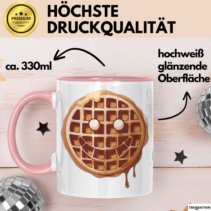 Waffel Liebhaber Tasse Geschenkidee für Sirup Fan Frühstück Rosa Trendation
