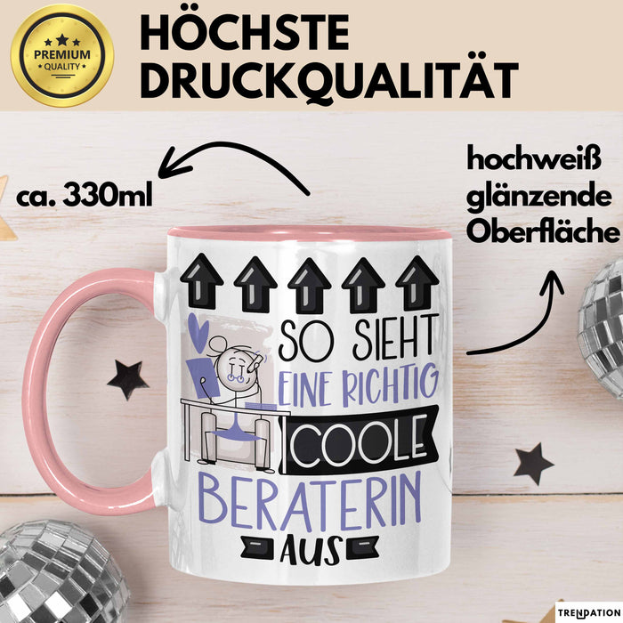Beraterin Geschenk Tasse Lustig Geschenkidee für Beraterin Geburtstag So Sieht Eine Richtig Coole Beraterin Aus Frauen Spruch Rosa Trendation