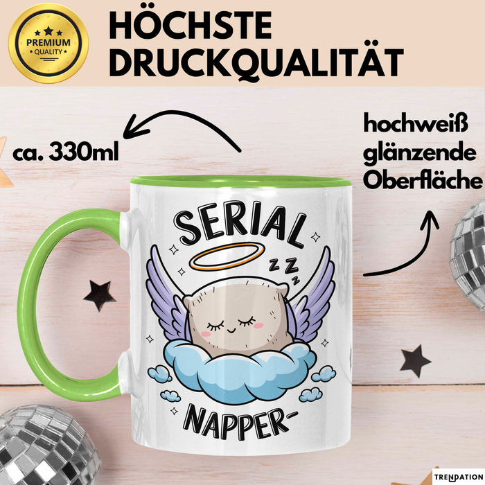 Serien Napper Tasse Geschenkidee für Schläfern Fans Grün Trendation
