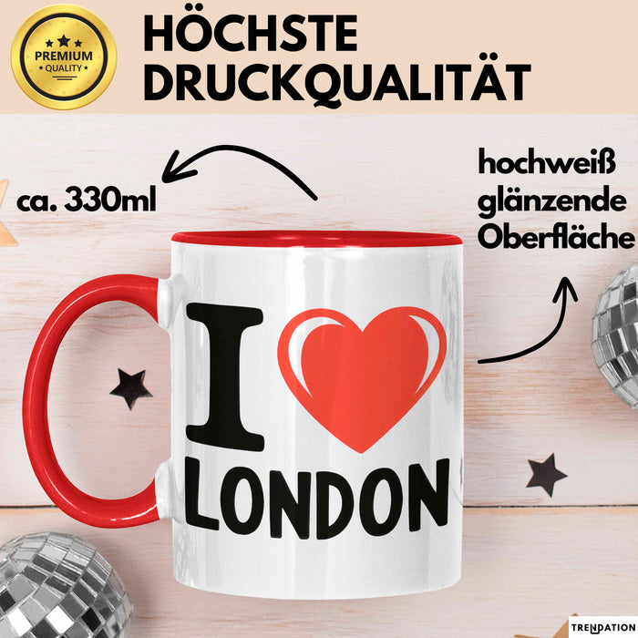 England London Tasse Geschenk Lustige Geschenkidee Spruch Ich Liebe London Rot Trendation