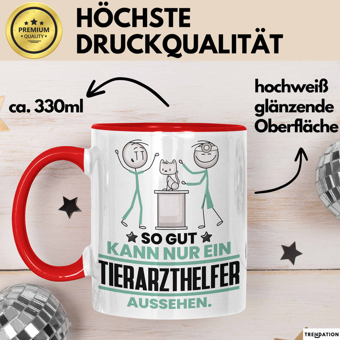 Tierarzthelfer Geschenk Tasse So Gut Kann Nur Ein Tierarzthelfer Aussehen Geschenkidee Kaffee-Becher Rot Trendation