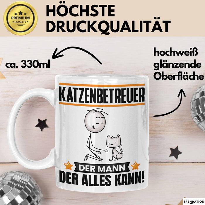 Katzenbetreuer Tasse Geschenk für Katzenbetreuer Der Mann Der Alles Kann Geschenkidee zum Geburtstag Weiß Trendation