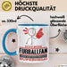 Fußballfan Geschenk Tasse Ich Bin Fußballfan Aber Sag Doch Einfach Superheld Lustige Geschenkdiee für Fußballfan Kaffee-Becher Blau Trendation