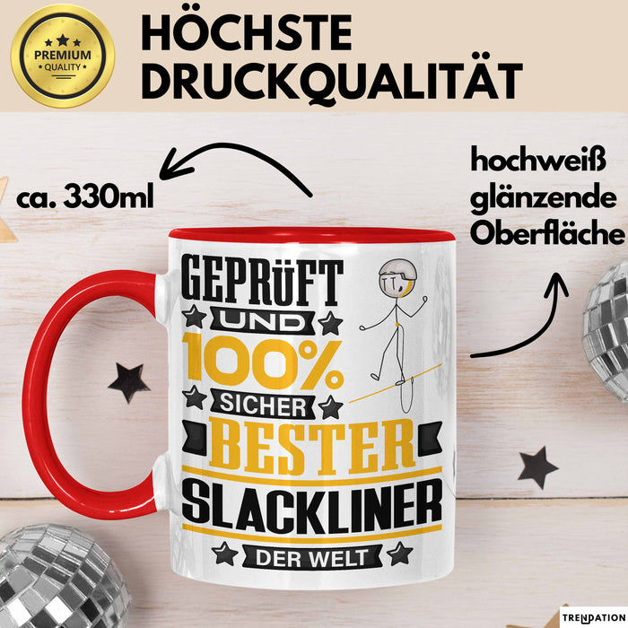 Slackliner Geschenk Lustiger Spruch für Slackliner Geschenkidee Bester Slackliner Der Welt Rot Trendation