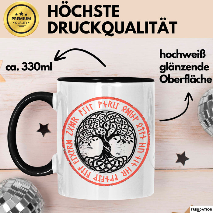 Keltischer Baum des Lebens Tasse Geschenk Geschenkidee Schwarz Trendation