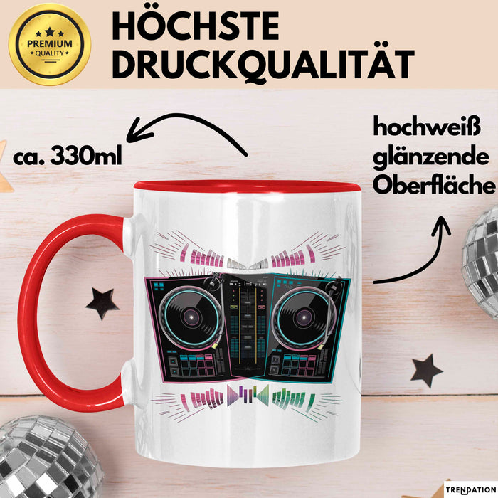 DJ Tasse Geschenkidee für Musikmixer Fans Rot Trendation