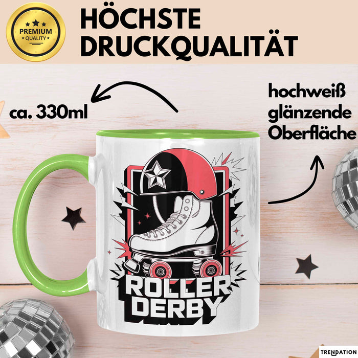 Roller Derby Spieler Tasse Geschenk Lustige Geschenkidee Spruch Für Derby Fans Grün Trendation