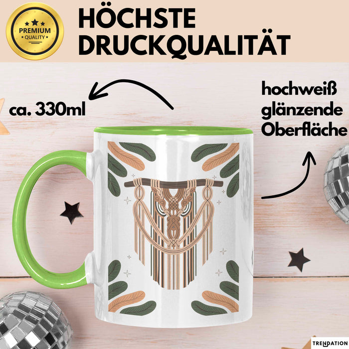 Makramee Liebhaber Tasse Geschenk Lustige Geschenkidee Spruch Für Faser Kunst Fans Grün Trendation