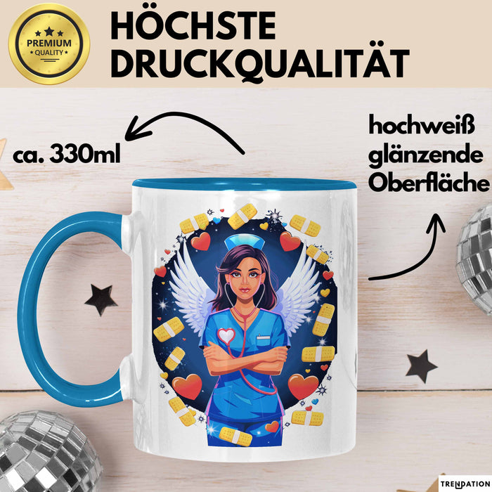 Krankenschwester Tasse Geschenk Lustige Geschenkidee Spruch Für Gesundheits Helden Blau Trendation
