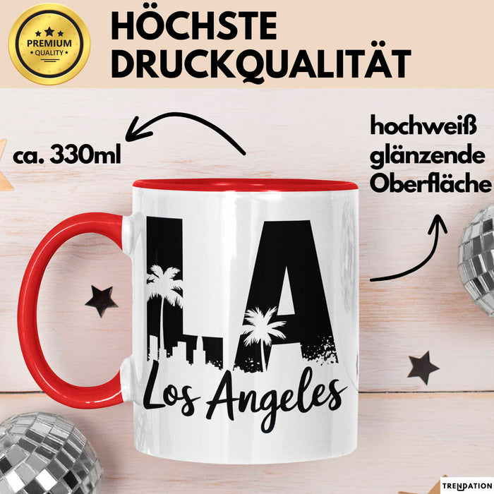 Los Angeles LA Kalifornien USA Tasse Geschenk Lustige Geschenkidee Spruch Rot Trendation