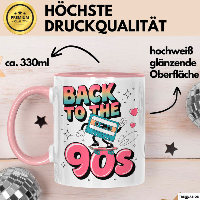 Vintage Retro Musik Tasse Geschenk Zurück in die 90er Geschenkidee Lustig Rosa Trendation