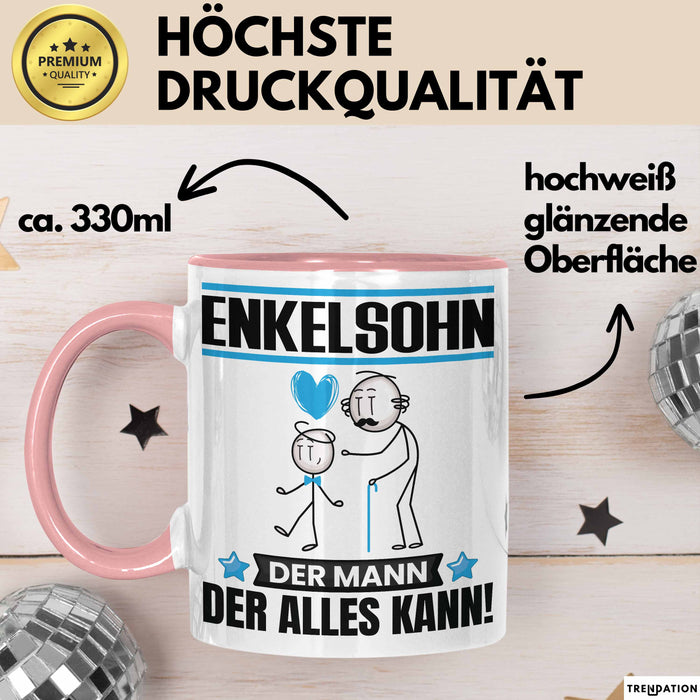 Enkelsohn Tasse Geschenk für Enkelsohn Der Mann Der Alles Kann Geschenkidee zum Geburtstag Rosa Trendation