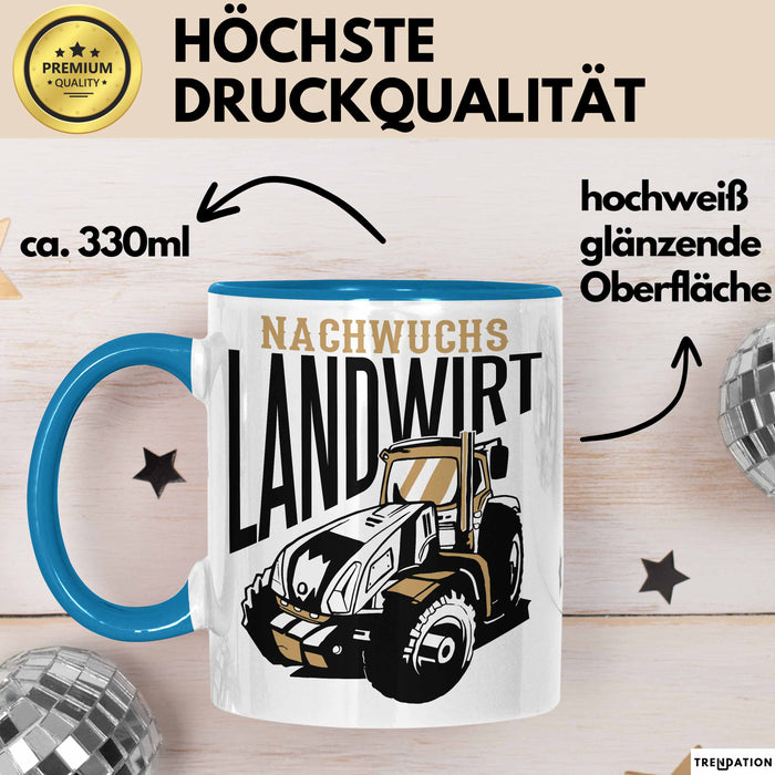 Angehender Landwirt Geschenk Tasse Jungs Bauern Jungen Geschenkidee Kakao-Becher Blau Trendation