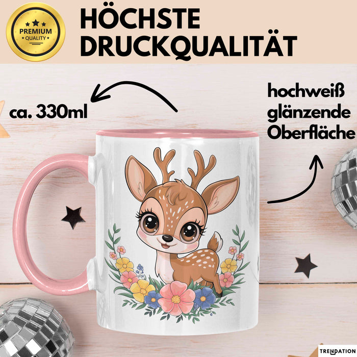 Hirsch Tier Tasse Geschenk Lustige Geschenkidee Spruch Rosa Trendation
