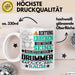 Drummer Geschenk Tasse Lustiger Spruch Erheben Sie Sich Der Drummer Betritt den Raum Weiß Trendation
