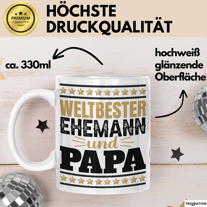 Lustige Tasse Geschenk Weltbester Ehemann Und Papa Becher Weiß Trendation