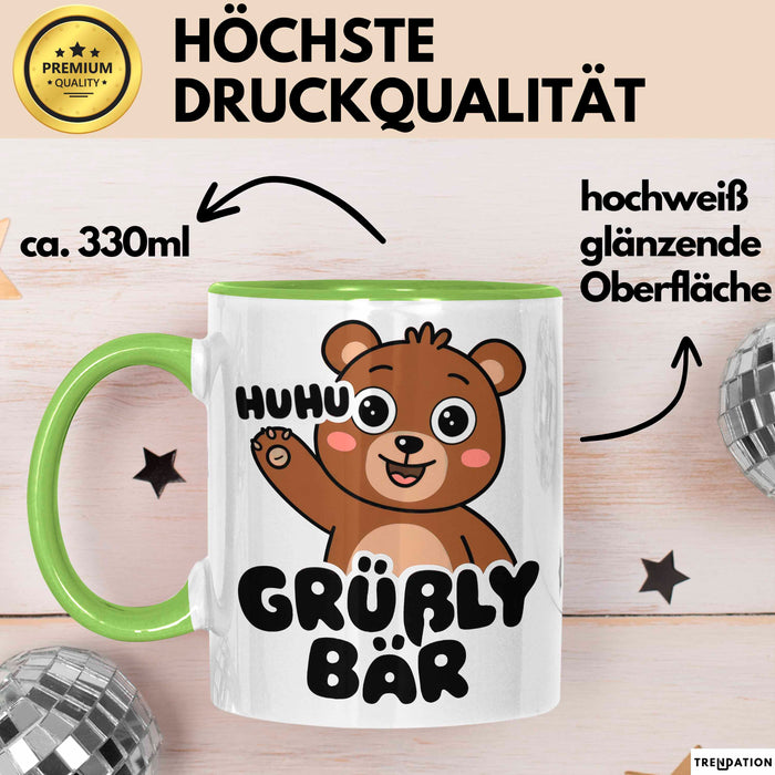 Sarkastischer Bär Tasse Geschenk Lustige Geschenkidee Spruch Grüßly Bär Grün Trendation