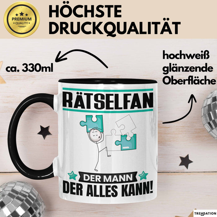 Rätselfan Tasse Geschenk für Rätselfan Der Mann Der Alles Kann Geschenkidee zum Geburtstag Schwarz Trendation
