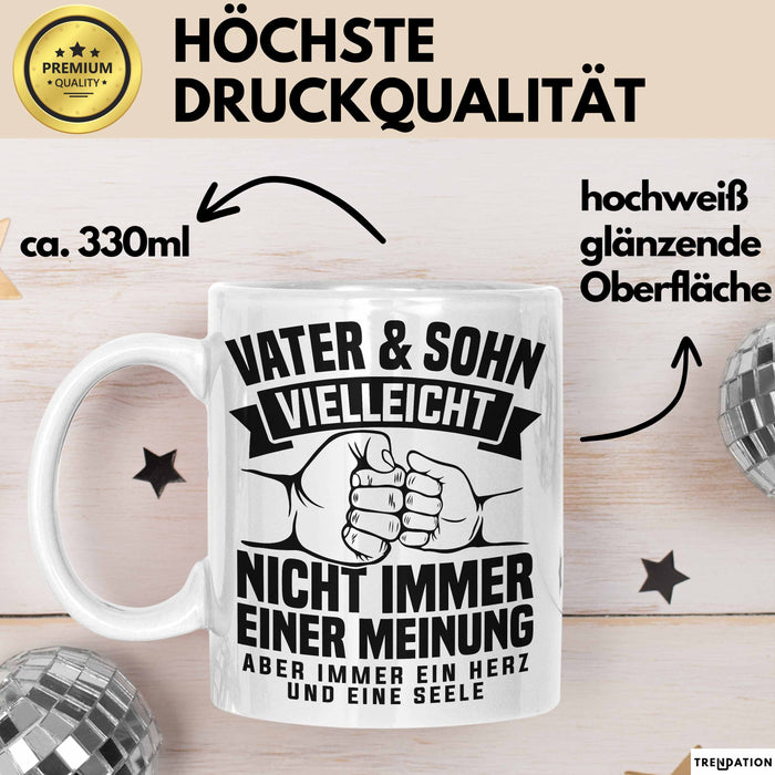 Vater & Sohn Tasse Geschenk Zum Vatertag Vielleicht Nicht Immer Einer Meinung Weiß Trendation