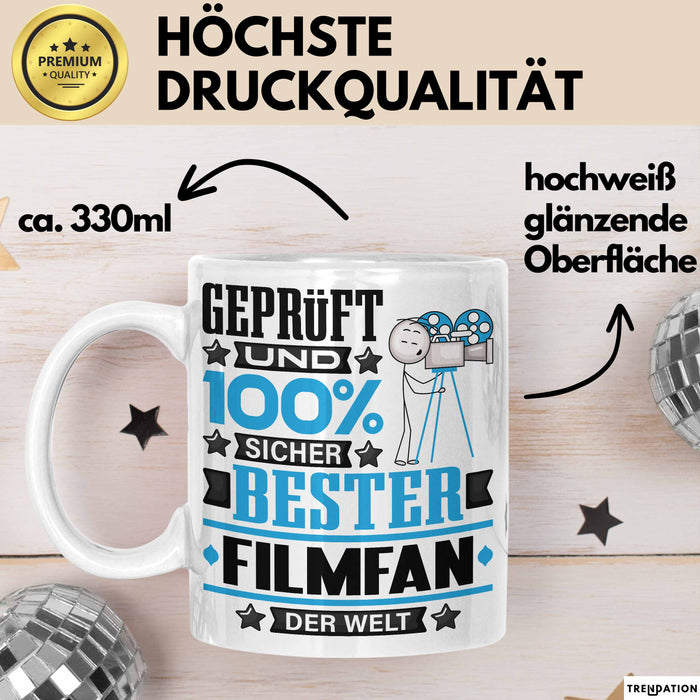 Filmfan Geschenk Lustiger Spruch für Filmfan Geschenkidee Bester Filmfan Der Welt Weiß Trendation